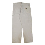 CARHARTT Mens Regular Beige Cotton Blend Trousers W34 L30 Workwear Zip Closure