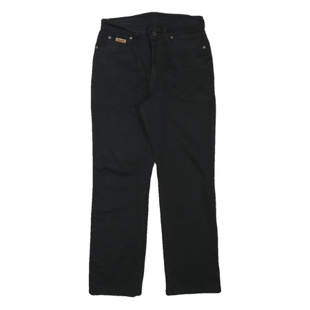 WRANGLER Mens Black Cotton Blend Regular Straight Trousers W28 L27 Classic Zip