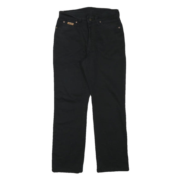 WRANGLER Mens Black Cotton Blend Regular Straight Trousers W28 L27 Classic Zip