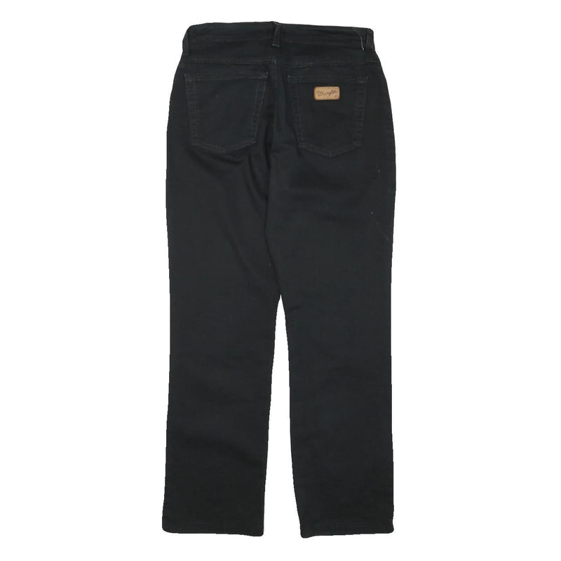 WRANGLER Mens Black Cotton Blend Regular Straight Trousers W28 L27 Classic Zip