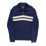 Polo By Ralph Lauren Striped 1/4 Zip - XL Blue Cotton