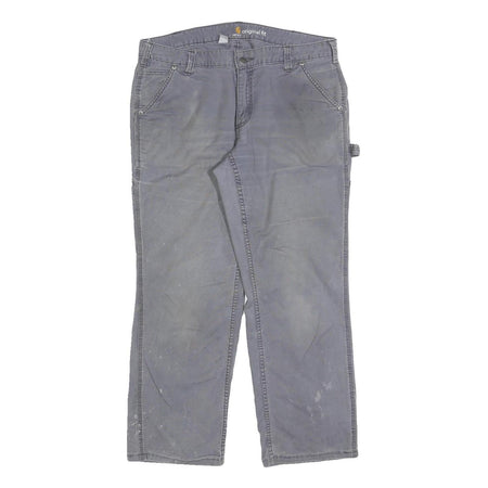 CARHARTT Womens Cotton Blend Grey Relaxed Straight Leg Trousers W34 L28 Workwear