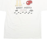 HANES Mens White Feet Meet Graphic T-Shirt L Short Sleeve Crew Neck Vintage