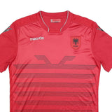 MACRON Mens Red XL Graphic T-Shirt Short Sleeve Crew Neck Albania Football Style