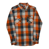 Quiksilver Checked Flannel Shirt - Large Blue Cotton