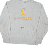 NIKE Mens Grey C Baseball Pullover Hoodie L Cotton Blend Casual Sportswear
