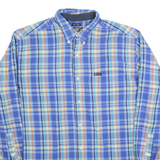 CHAPS Mens Blue & Yellow Plaid Shirt L Button-Down Cotton Blend Casual Long
