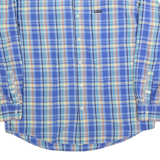 CHAPS Mens Blue & Yellow Plaid Shirt L Button-Down Cotton Blend Casual Long
