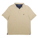NAUTICA Mens Beige Short Sleeve Plain L Polo Shirt Cotton Classic Fit Casual