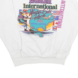 ONEITA Mens White Parker International Water Ski Race Crew Neck L Vintage