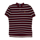 Polo By Ralph Lauren Striped Polo Shirt - Large Burgundy Cotton