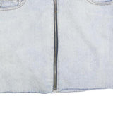Womens Blue Denim Zip Front Mini Skirt Cotton Blend Casual Summer Pocket Detail