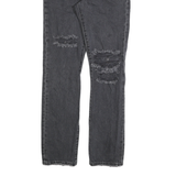 LEVI'S 501 Womens Jeans Black Regular Straight Denim Medium W24 L30 Distressed