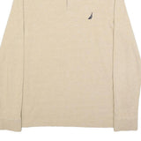 NAUTICA Mens Beige Long Sleeve Plain L Cotton Blend Polo Shirt Classic Fit