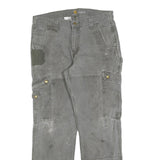 CARHARTT Mens Cotton Blend Grey Relaxed Fit Straight Trousers W34 L32 Workwear