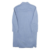 Mens Blue Cotton Button Jacket M Long Sleeve Classic Fit Plain Casual Workwear