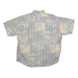 CANDA Mens Grey Printed Short Sleeve Shirt XL Polyester Blend Casual Summer