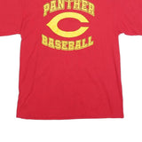 PORT & COMPANY Mens Red Panther Baseball Graphic T-Shirt M Short Sleeve Crew