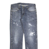 CARHARTT Mens Regular Fit Blue Denim Jeans W32 L34 Paint Splatter Style