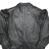 Womens Black Leather Button Jacket UK 14 Classic Plain Stylish Outerwear