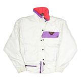 MOUNTAIN GOAT Womens White & Purple Colourblock Jacket M Polyester Blend Zip