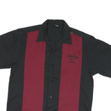 HARD ROCK CAFE Mens Black & Maroon Bowling Shirt M Vintage Logo Print