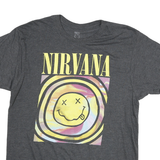 NIRVANA Mens Grey Tie Dye Graphic T-Shirt L Short Sleeve Crew Neck Band