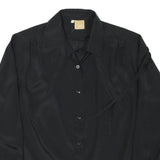 IM Womens Black Shirt Long Sleeve Collared Button Neck Size M Classic Work