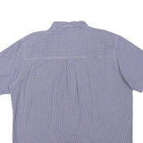 CHAPS Mens Blue Check Shirt L Short Sleeve Button Down Casual Cotton Blend