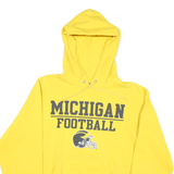 CHAMPION Mens Yellow Michigan Football Pullover Hoodie S Cotton Blend