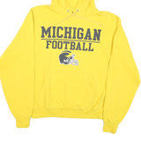 CHAMPION Mens Yellow Michigan Football Pullover Hoodie S Cotton Blend