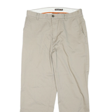 DOCKERS Mens Cotton Beige Regular Straight Trousers W33 L30 Classic Comfort