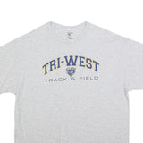 GILDAN Mens Grey Tri-West Track & Field Graphic T-Shirt XL Short Sleeve Crew