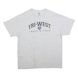 GILDAN Mens Grey Tri-West Track & Field Graphic T-Shirt XL Short Sleeve Crew