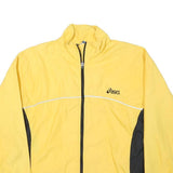 ASICS Womens Yellow & Black Track Jacket L Polyester Blend Plain Zip