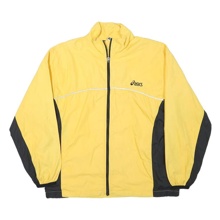 ASICS Womens Yellow & Black Track Jacket L Polyester Blend Plain Zip