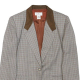 FIRST ISSUE Womens Brown & Beige Checked Classic Jacket L Polyester Blend Button
