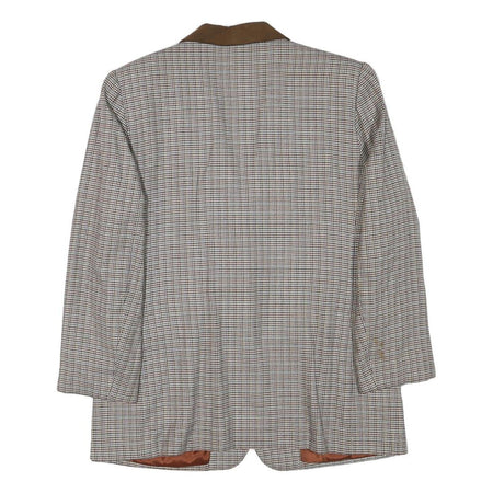 FIRST ISSUE Womens Brown & Beige Checked Classic Jacket L Polyester Blend Button