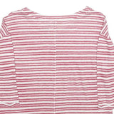 WHITE STUFF Womens Pink & White Striped Basic Long Sleeve Round Neck Top UK 8