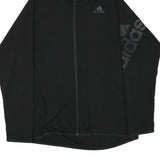 ADIDAS Mens Black Hooded Jacket XL Polyester Blend Zip Sportswear Logo Print