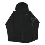 ADIDAS Mens Black Hooded Jacket XL Polyester Blend Zip Sportswear Logo Print