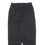 TEDDY'S Womens Cotton Blend Black Relaxed Tapered Trousers W26 L25