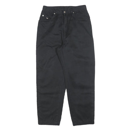 TEDDY'S Womens Cotton Blend Black Relaxed Tapered Trousers W26 L25