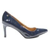 CALVIN KLEIN Womens Navy Blue Leather Pointed Toe Court Heels UK 5 Stylish