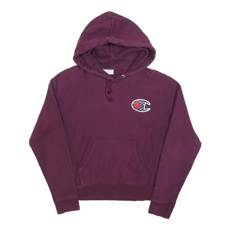 CHAMPION Womens Maroon Cotton Blend Hoodie S Classic Logo Sweatshirt
