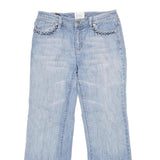 BLANC Womens Regular Light Blue Denim Straight Jeans W30 L28 Beaded Detail