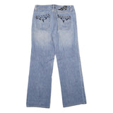 BLANC Womens Regular Light Blue Denim Straight Jeans W30 L28 Beaded Detail