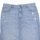 LAUREN RALPH LAUREN Womens Blue Denim Flare Knee Length Cotton Skirt L Stylish