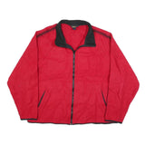 WOOLRICH Mens Red Black Zip Jacket XL Fleece Classic Comfortable Warm Outerwear