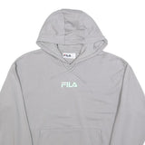FILA Mens Grey Logo Pullover Hoodie S Cotton Blend Casual Sportswear